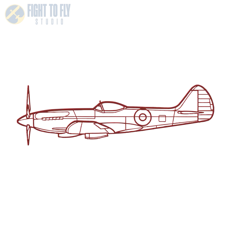 Spitfire XIV Die Cut Metal Wall Art - Sign - Pilot gifts - WWII warbird t-shirt
