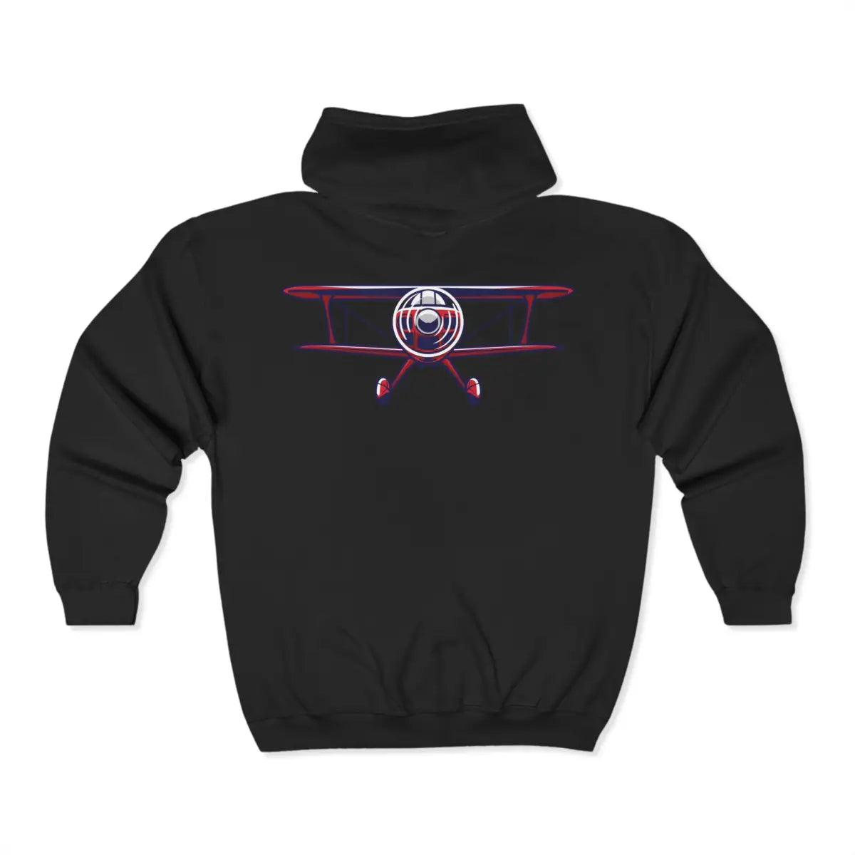 Sporty Biplane Full Zip Hoodie - Gifts for pilots - Aviation apparel
