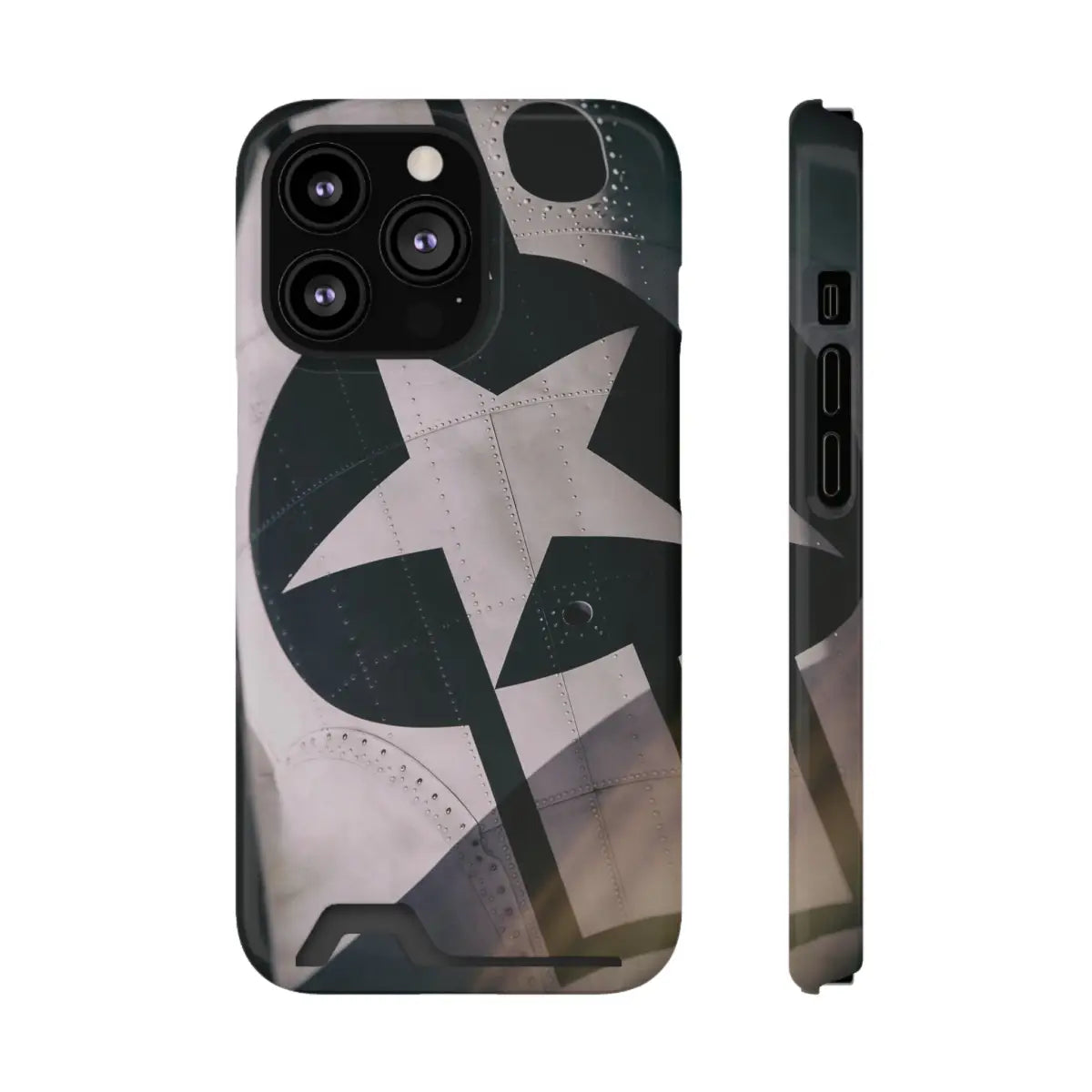 Stars and Bars Warbird Military-Inspired Phone Case with Card Holder - Stylish Protection for the Adventurer - Gifts