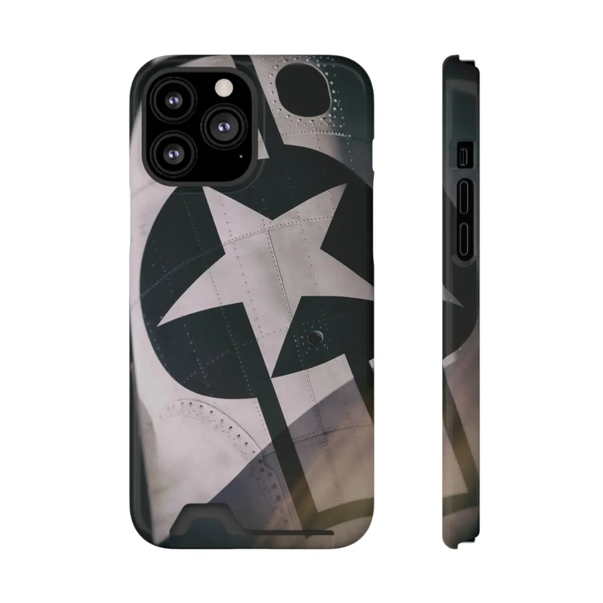 Stars and Bars Warbird Military-Inspired Phone Case with Card Holder - Stylish Protection for the Adventurer - Gifts