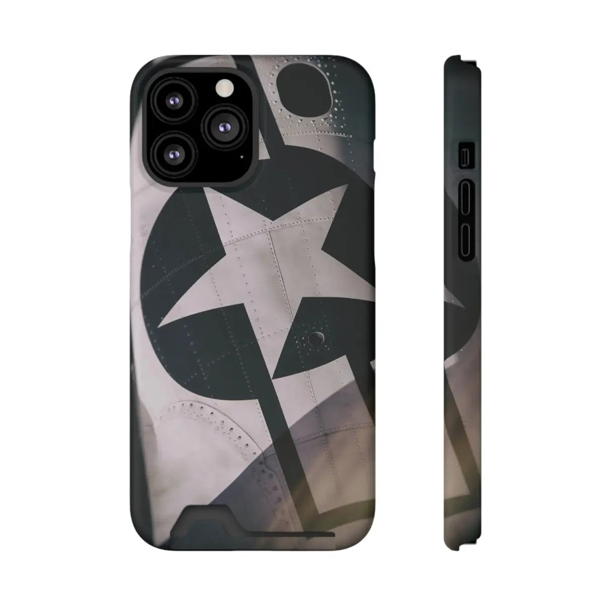Stars and Bars Warbird Military-Inspired Phone Case with Card Holder - Stylish Protection for the Adventurer - Gifts