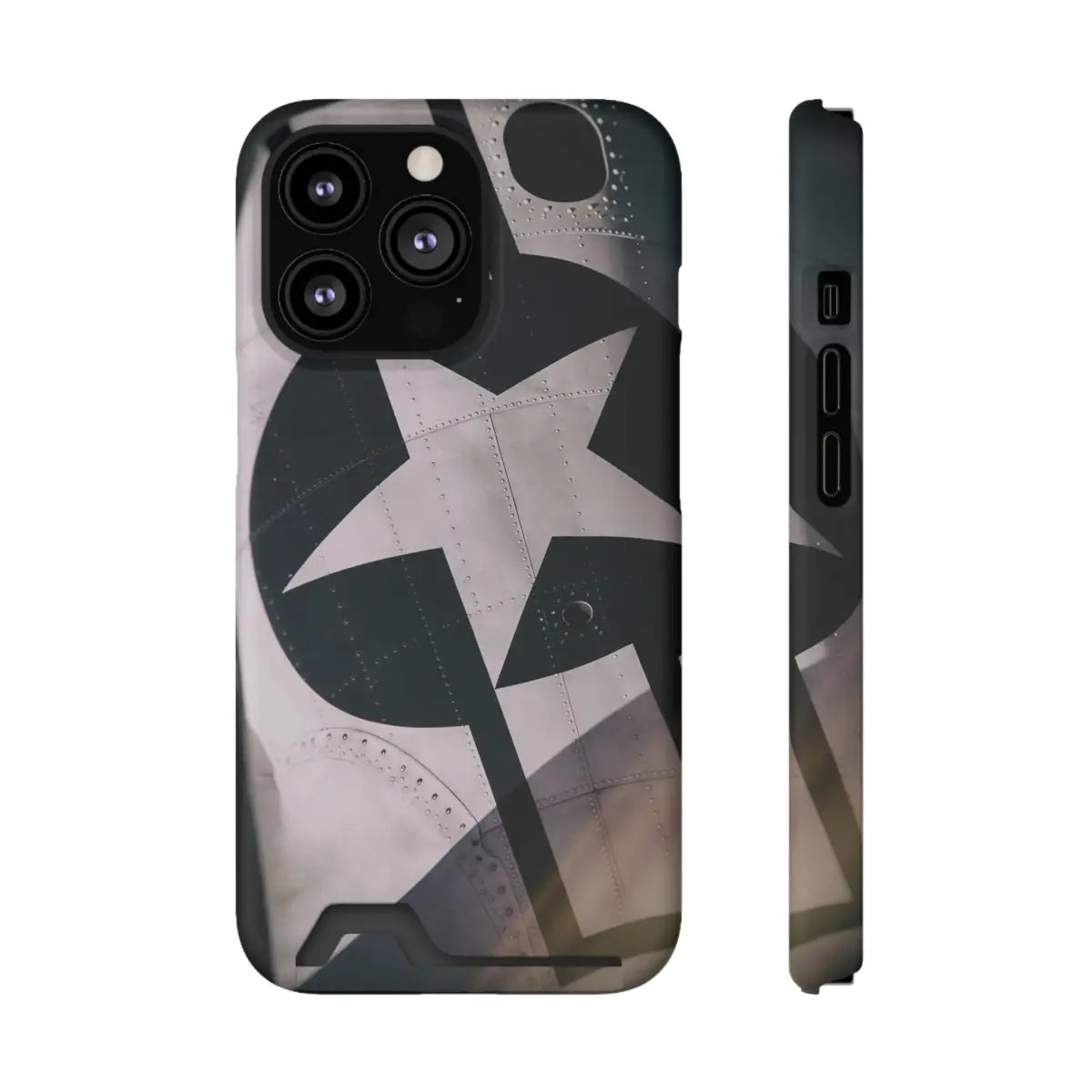 Stars and Bars Warbird Military-Inspired Phone Case with Card Holder - Stylish Protection for the Adventurer - Gifts