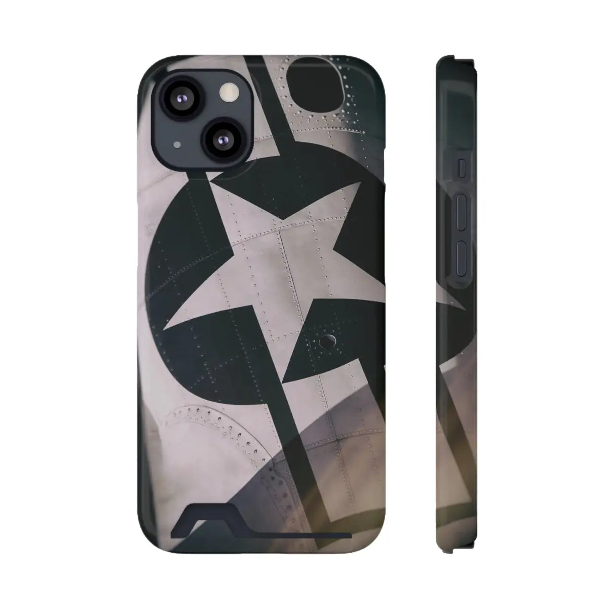 Stars and Bars Warbird Military-Inspired Phone Case with Card Holder - Stylish Protection for the Adventurer - Gifts