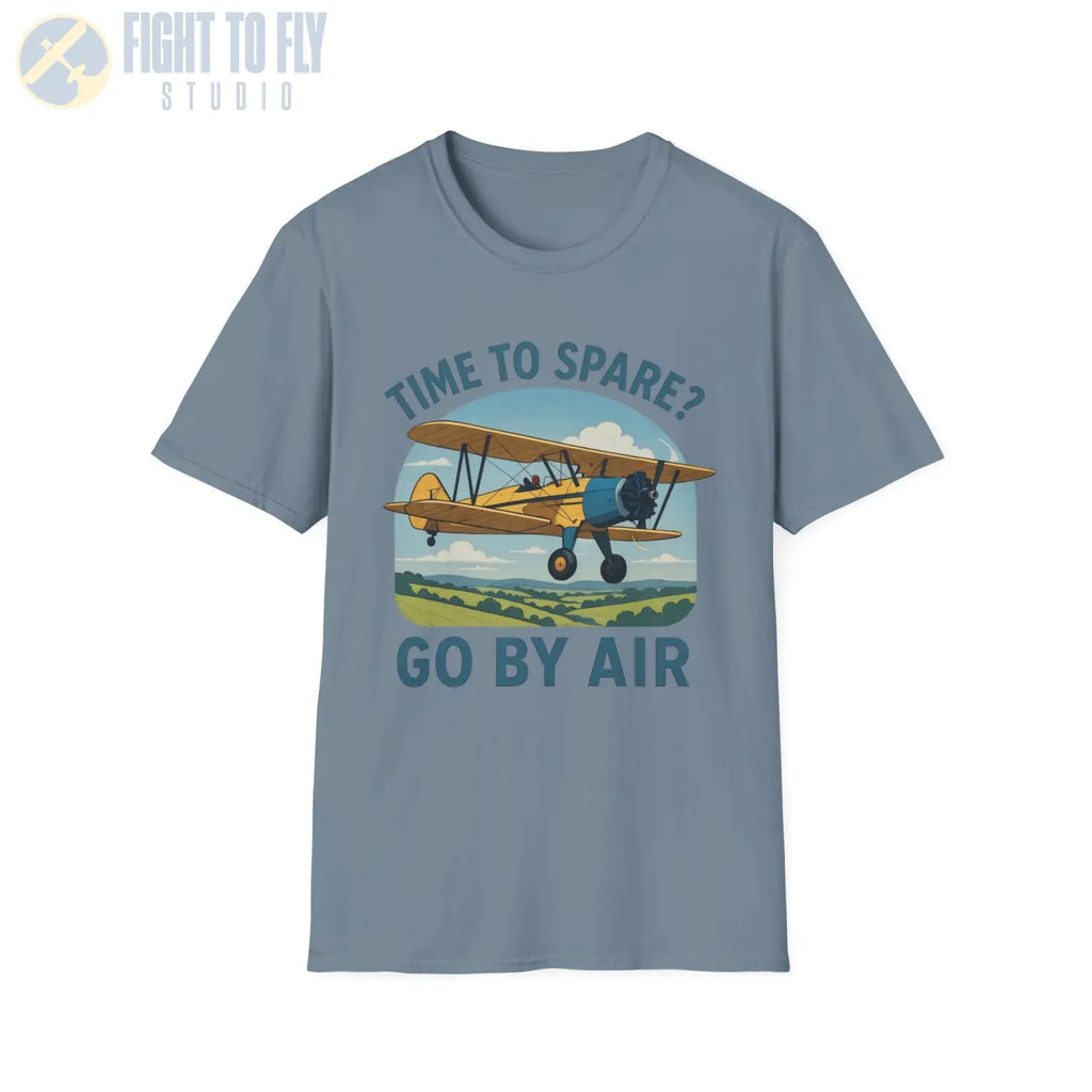 Time to Spare? Go by Air - Stearman - T-Shirt - Pilot gifts - WWII warbird t-shirt