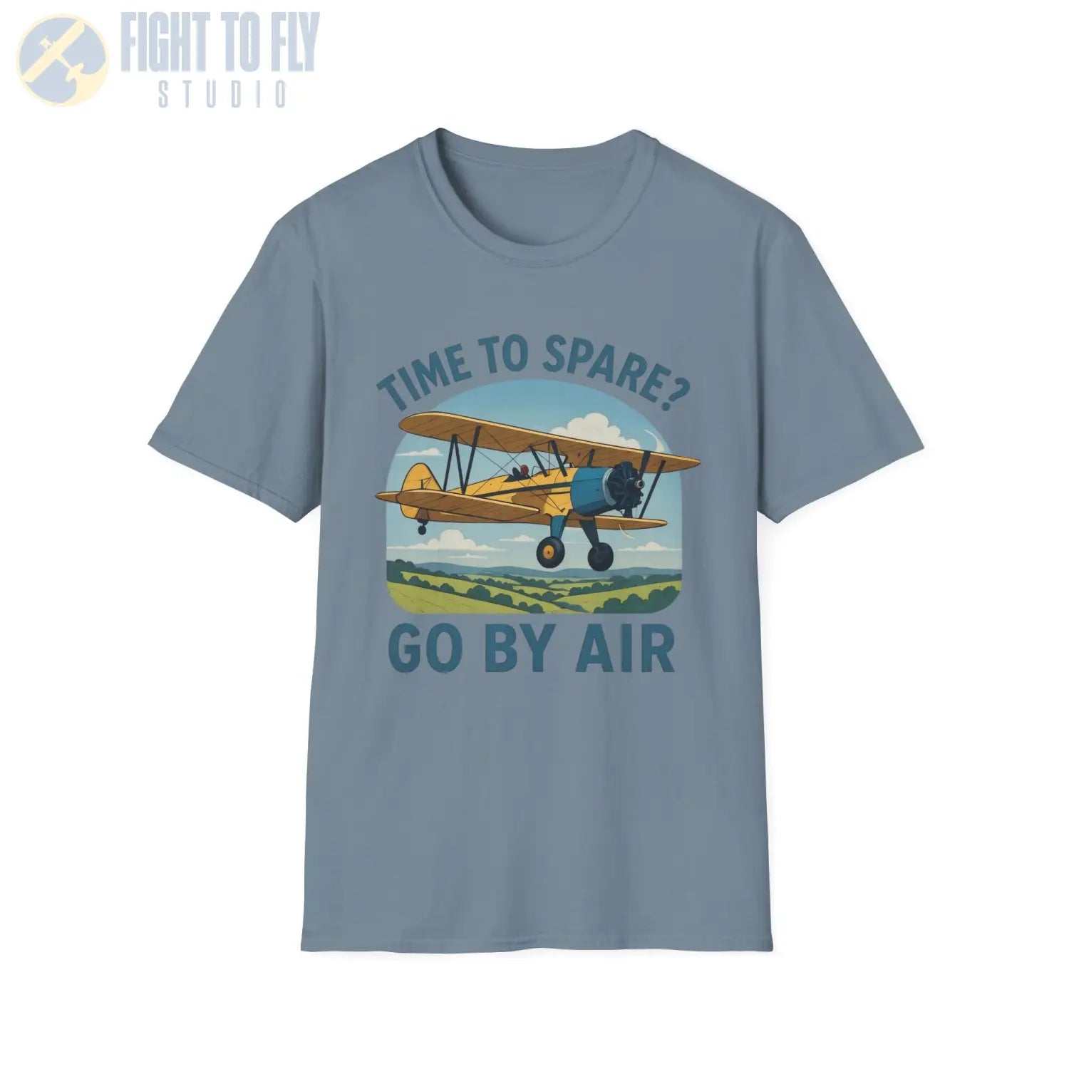 Time to Spare? Go by Air - Stearman - T-Shirt - Pilot gifts - WWII warbird t-shirt