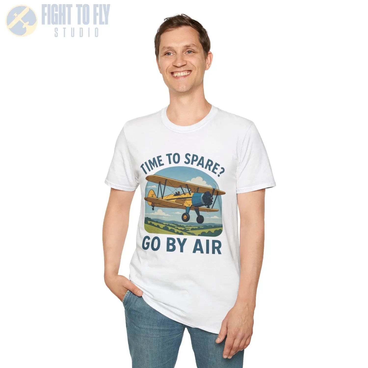 Time to Spare? Go by Air - Stearman - T-Shirt - Pilot gifts - WWII warbird t-shirt
