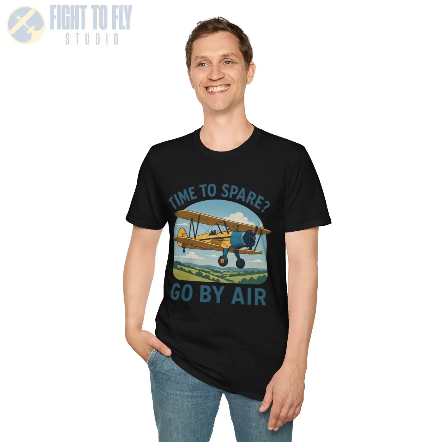 Time to Spare? Go by Air - Stearman - T-Shirt - Pilot gifts - WWII warbird t-shirt