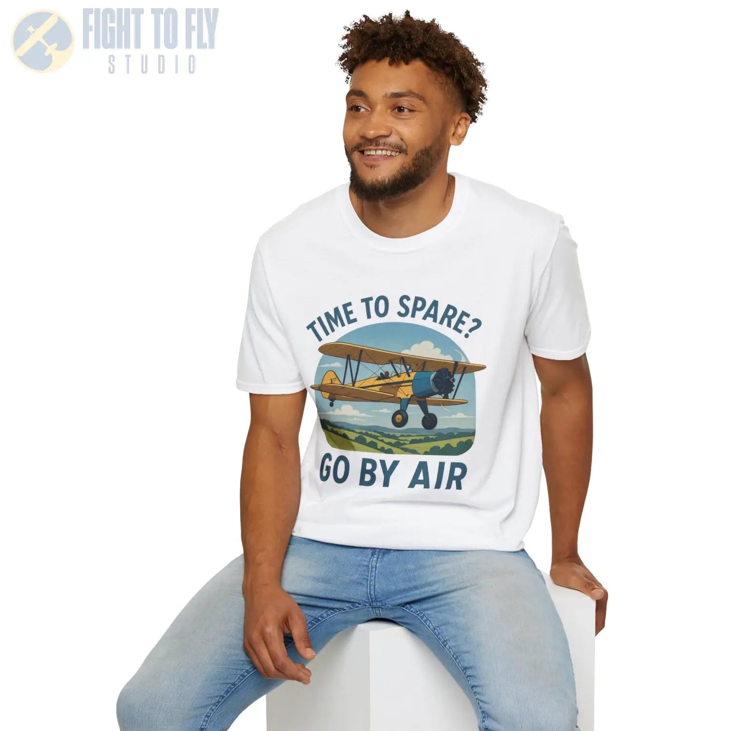 Time to Spare? Go by Air - Stearman - T-Shirt - Pilot gifts - WWII warbird t-shirt