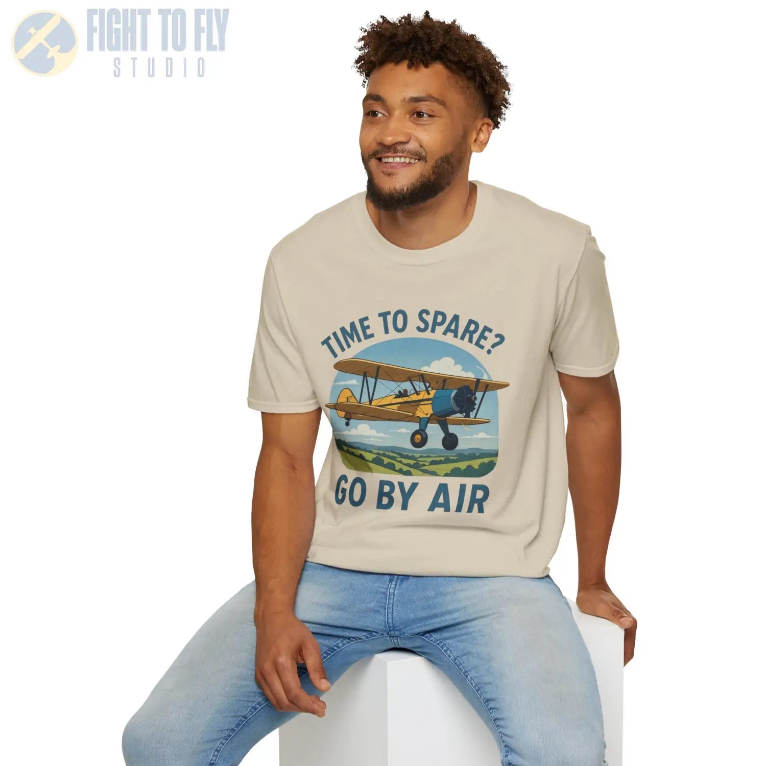 Time to Spare? Go by Air - Stearman - T-Shirt - Pilot gifts - WWII warbird t-shirt