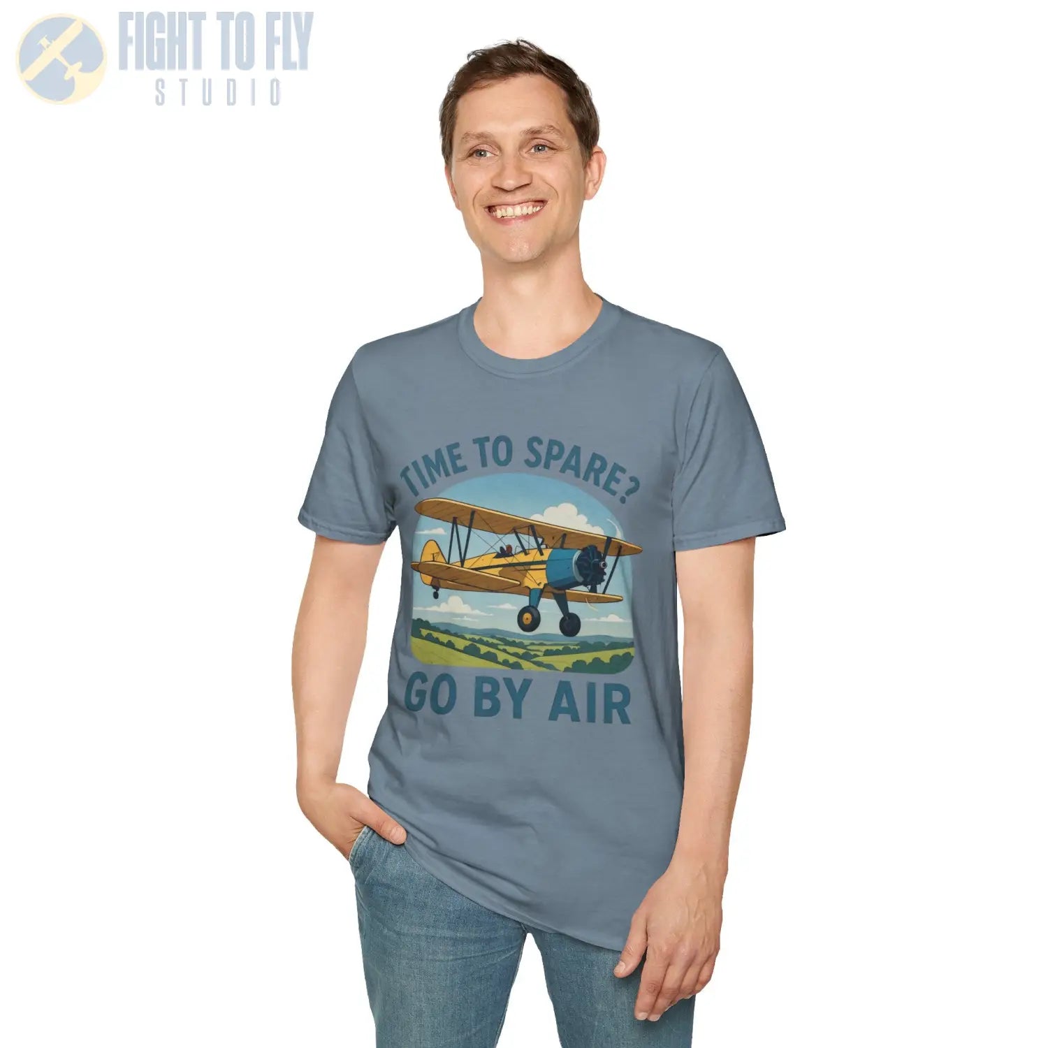 Time to Spare? Go by Air - Stearman - T-Shirt - Pilot gifts - WWII warbird t-shirt