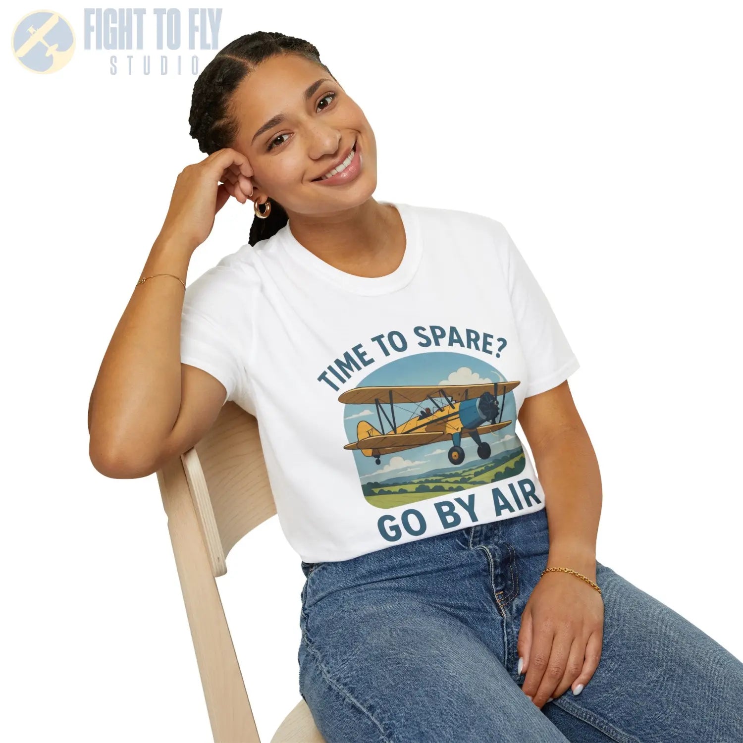 Time to Spare? Go by Air - Stearman - T-Shirt - Pilot gifts - WWII warbird t-shirt