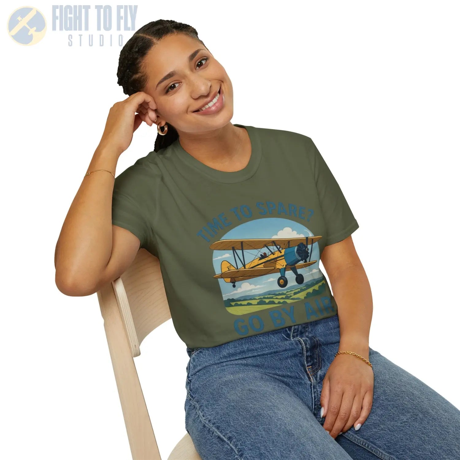 Time to Spare? Go by Air - Stearman - T-Shirt - Pilot gifts - WWII warbird t-shirt