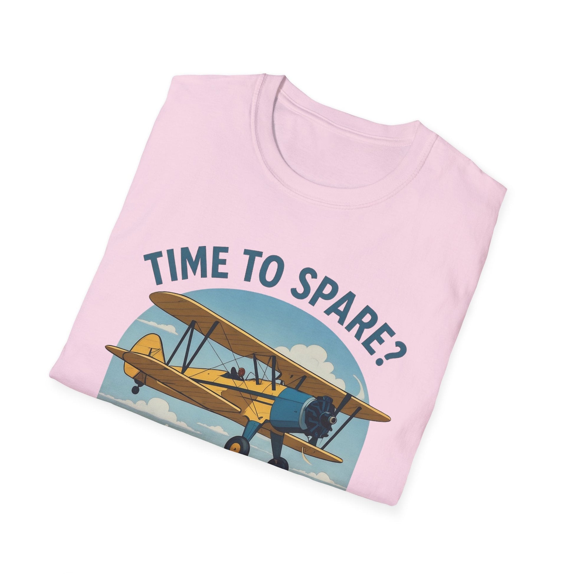 Stearman Premium T-Shirt – “Time to Spare? Go by Air” Biplane Vintage Tee - Pilot gifts - WWII warbird t-shirt