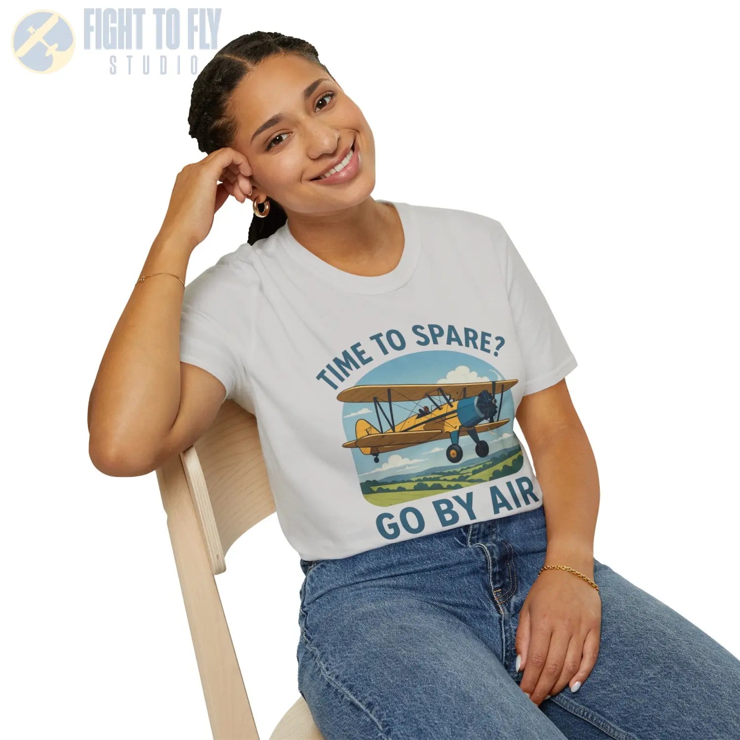 Time to Spare? Go by Air - Stearman - T-Shirt - Pilot gifts - WWII warbird t-shirt