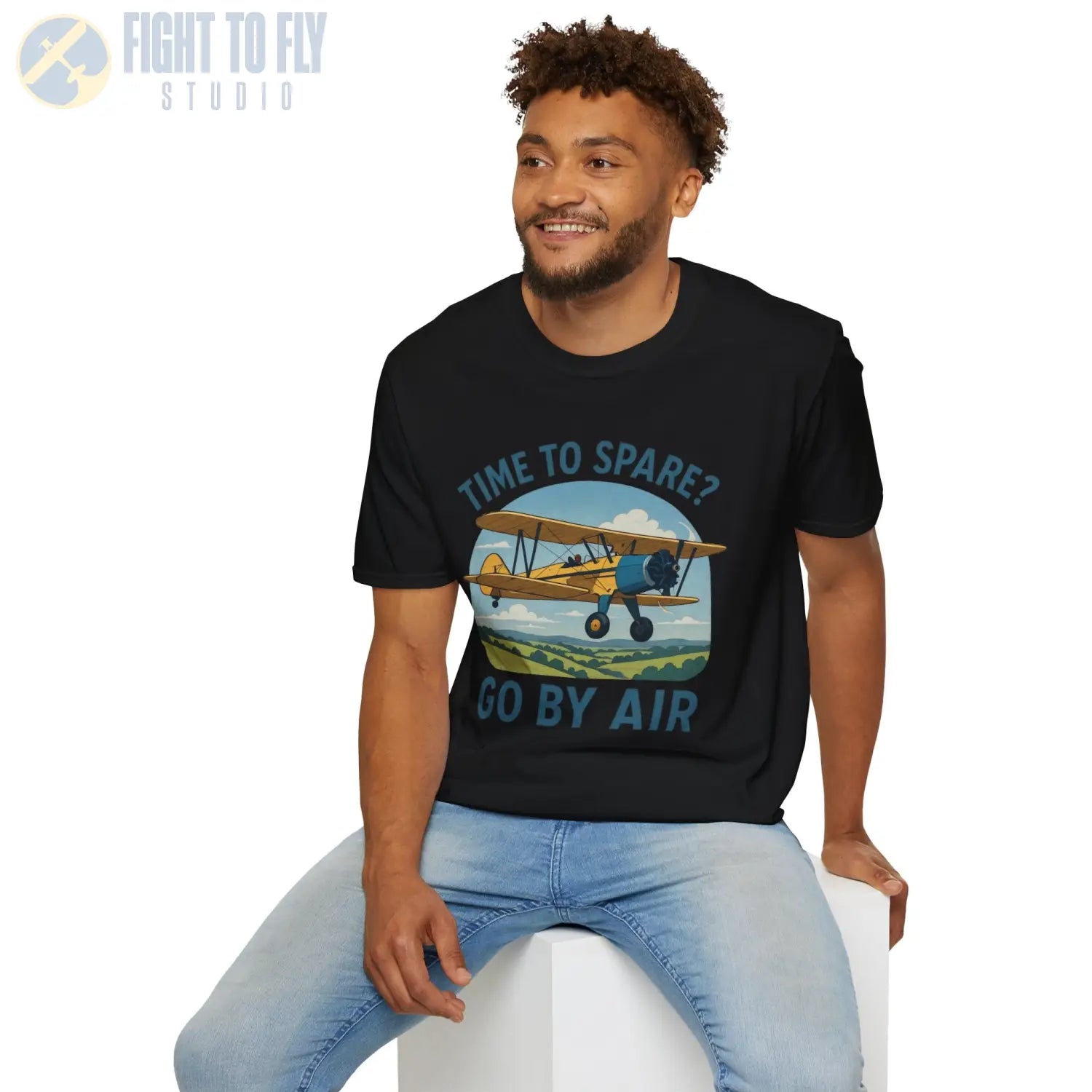 Time to Spare? Go by Air - Stearman - T-Shirt - Pilot gifts - WWII warbird t-shirt