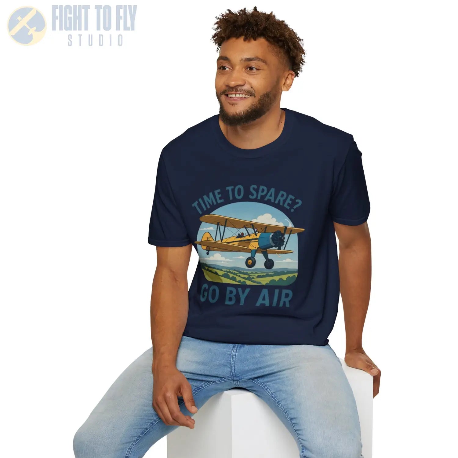 Time to Spare? Go by Air - Stearman - T-Shirt - Pilot gifts - WWII warbird t-shirt
