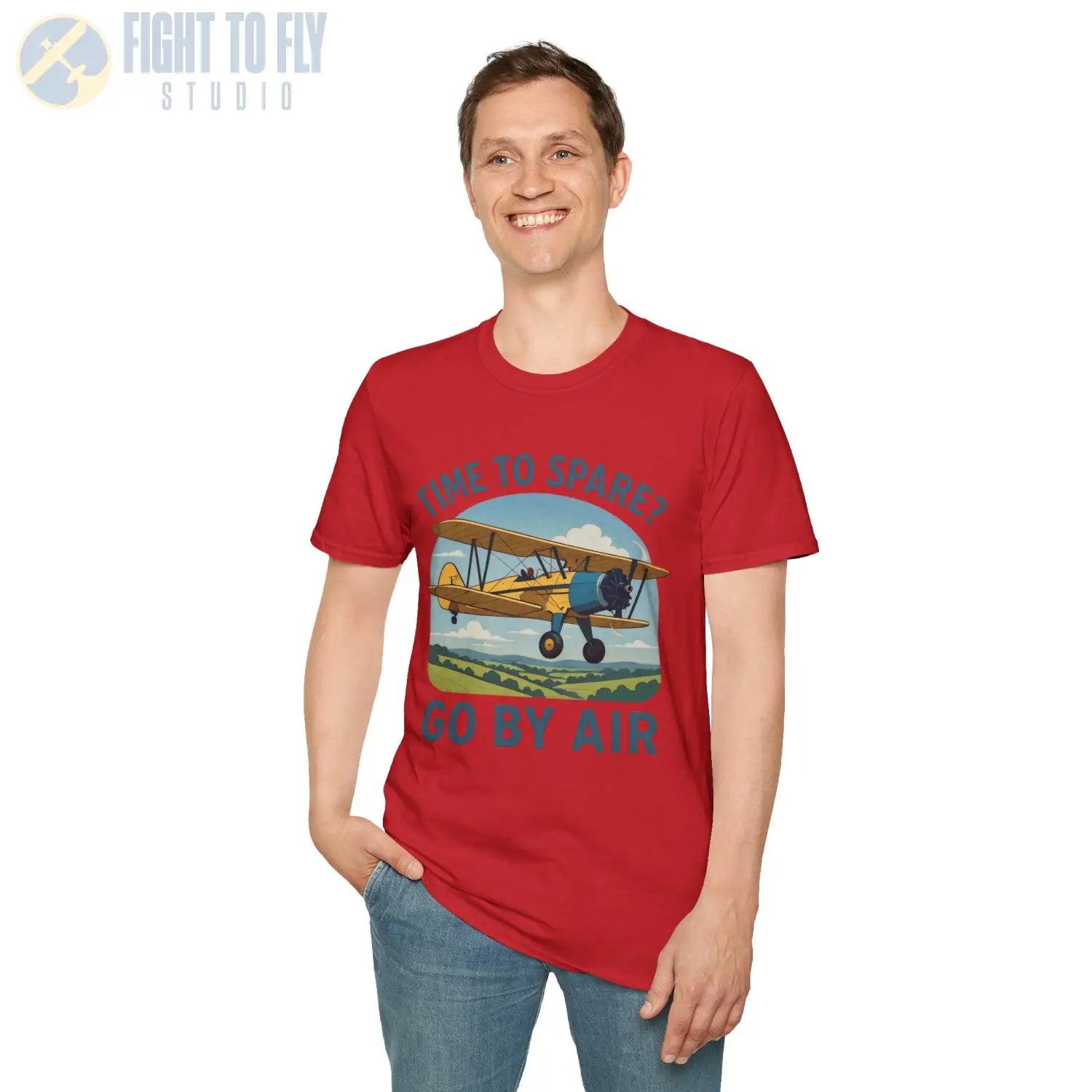 Time to Spare? Go by Air - Stearman - T-Shirt - Pilot gifts - WWII warbird t-shirt