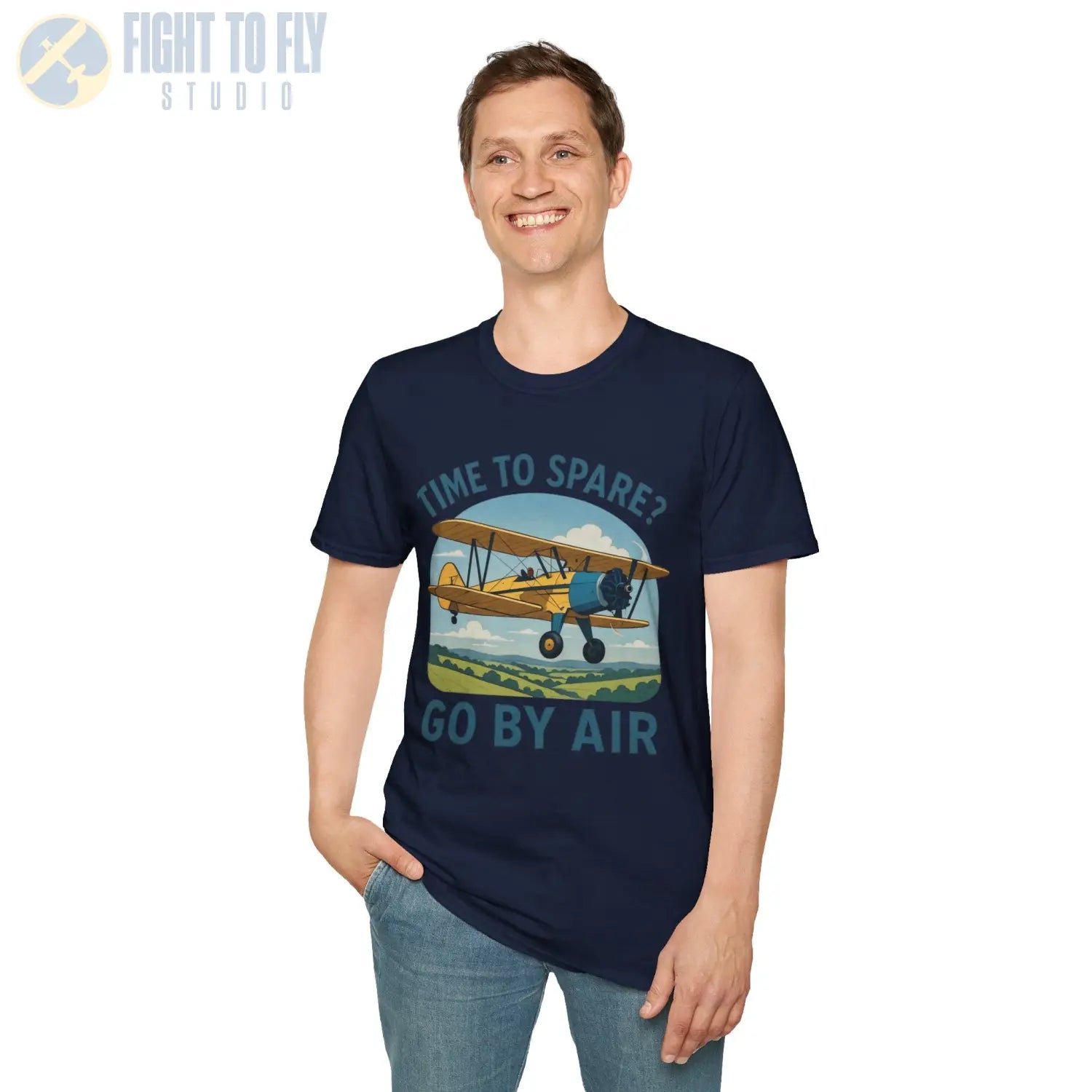 Time to Spare? Go by Air - Stearman - T-Shirt - Pilot gifts - WWII warbird t-shirt