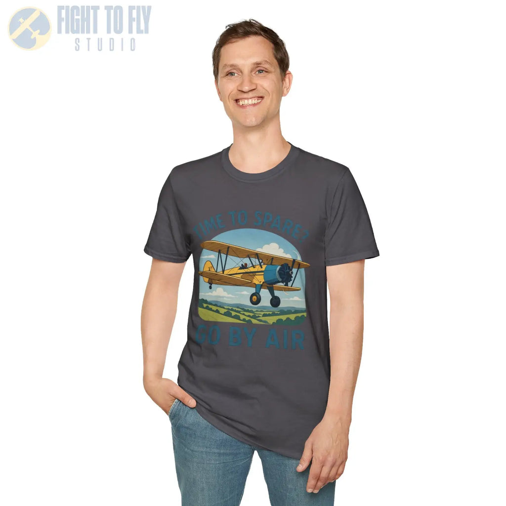 Time to Spare? Go by Air - Stearman - T-Shirt - Pilot gifts - WWII warbird t-shirt