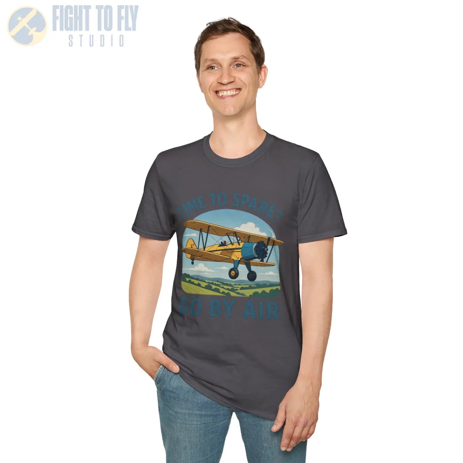 Time to Spare? Go by Air - Stearman - T-Shirt - Pilot gifts - WWII warbird t-shirt