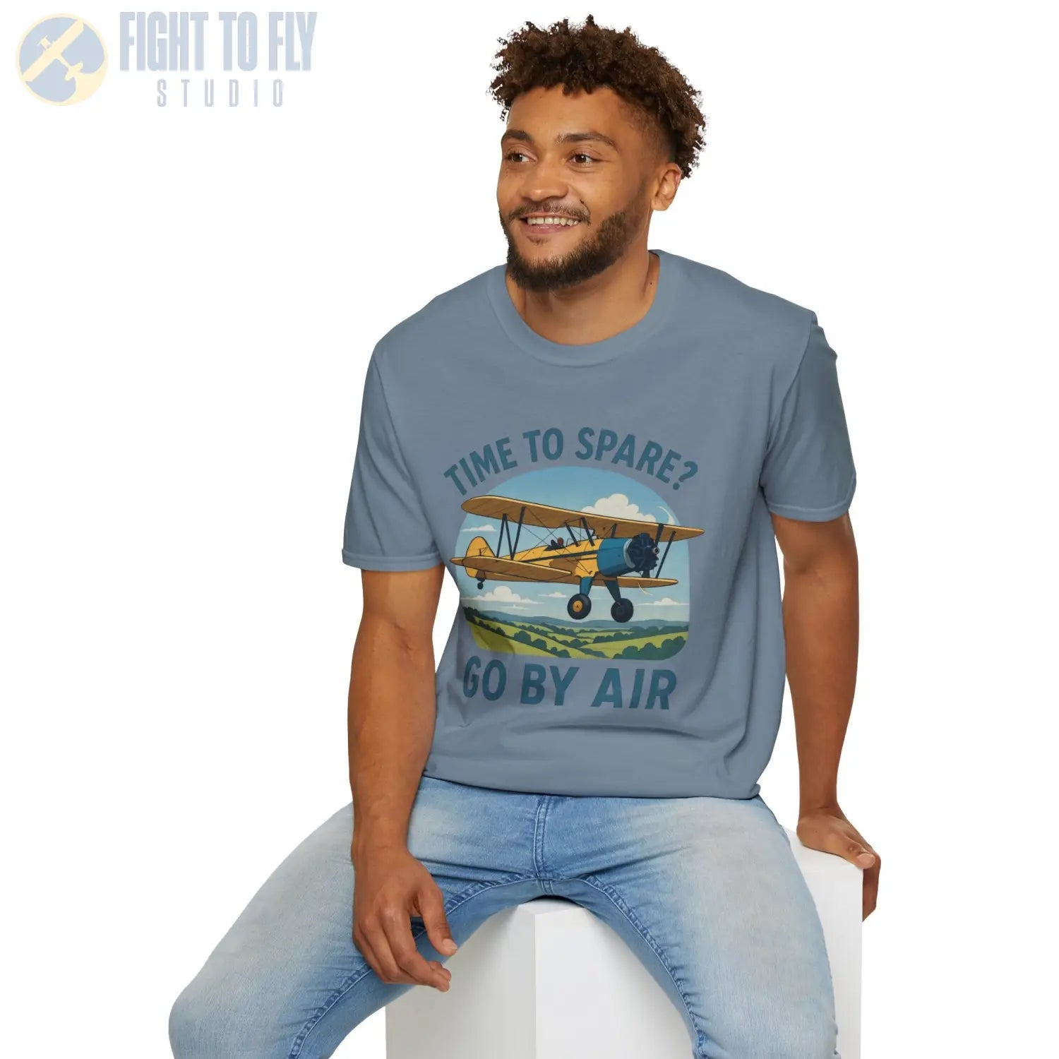 Time to Spare? Go by Air - Stearman - T-Shirt - Pilot gifts - WWII warbird t-shirt