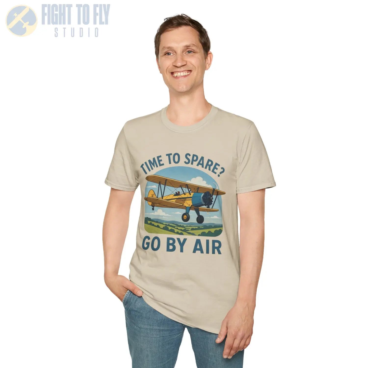 Time to Spare? Go by Air - Stearman - T-Shirt - Pilot gifts - WWII warbird t-shirt