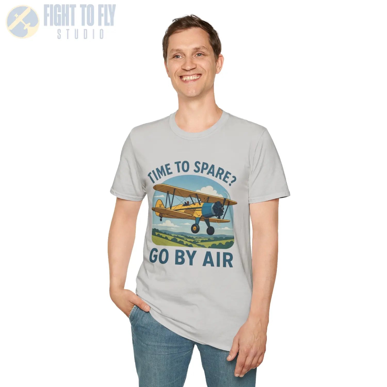 Time to Spare? Go by Air - Stearman - T-Shirt - Pilot gifts - WWII warbird t-shirt