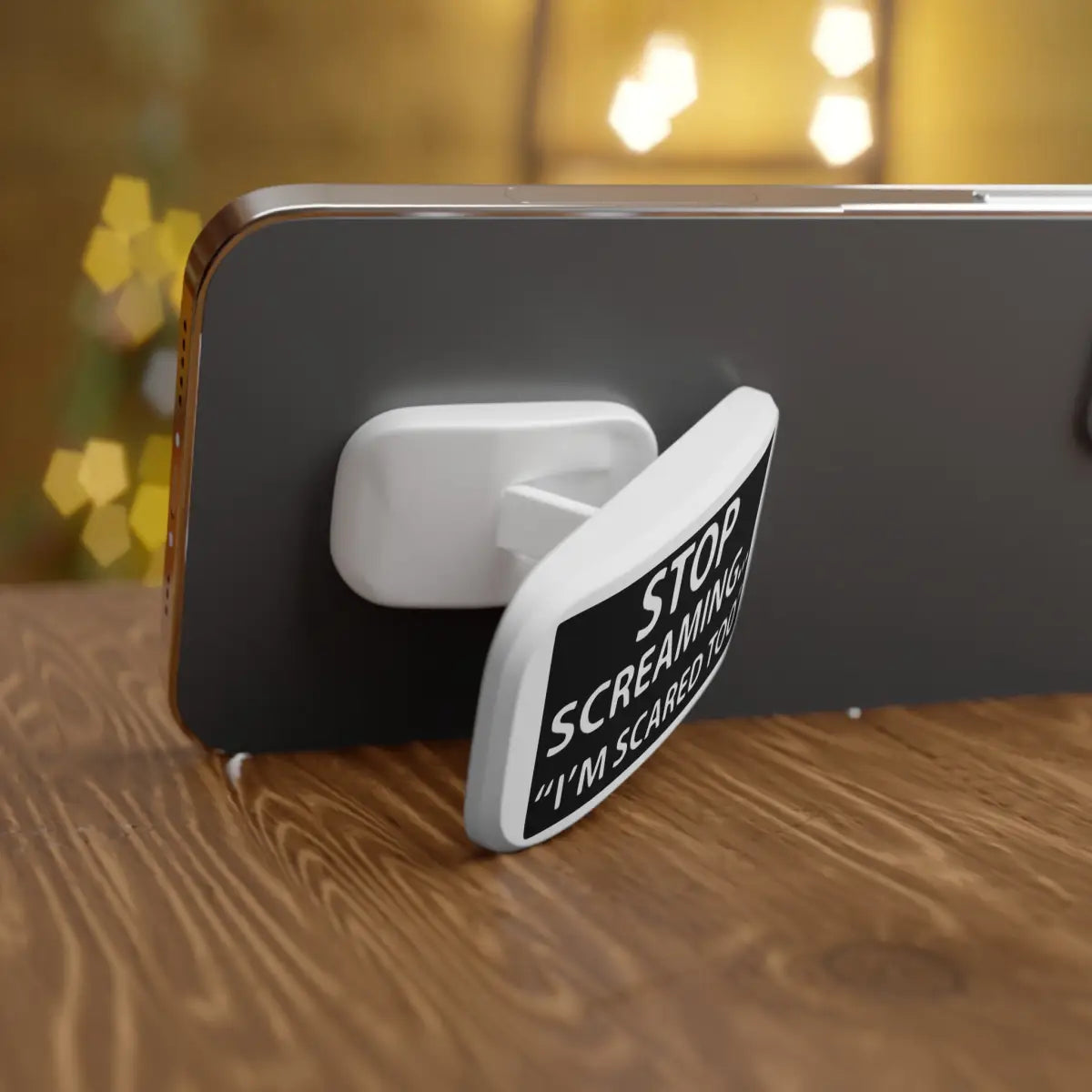 Stop ScreamingIm Scared Too Stylish Phone Grip with Calligraphy Design - Perfect for Everyday - Accessories - Gifts