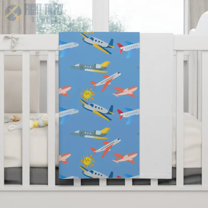 Sunny Skies Baby Blanket – Happy Sun and Playful Planes - Home Decor - Pilot gifts - WWII warbird t-shirt