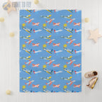 Sunny Skies Baby Blanket – Happy Sun and Playful Planes - Home Decor - Pilot gifts - WWII warbird t-shirt