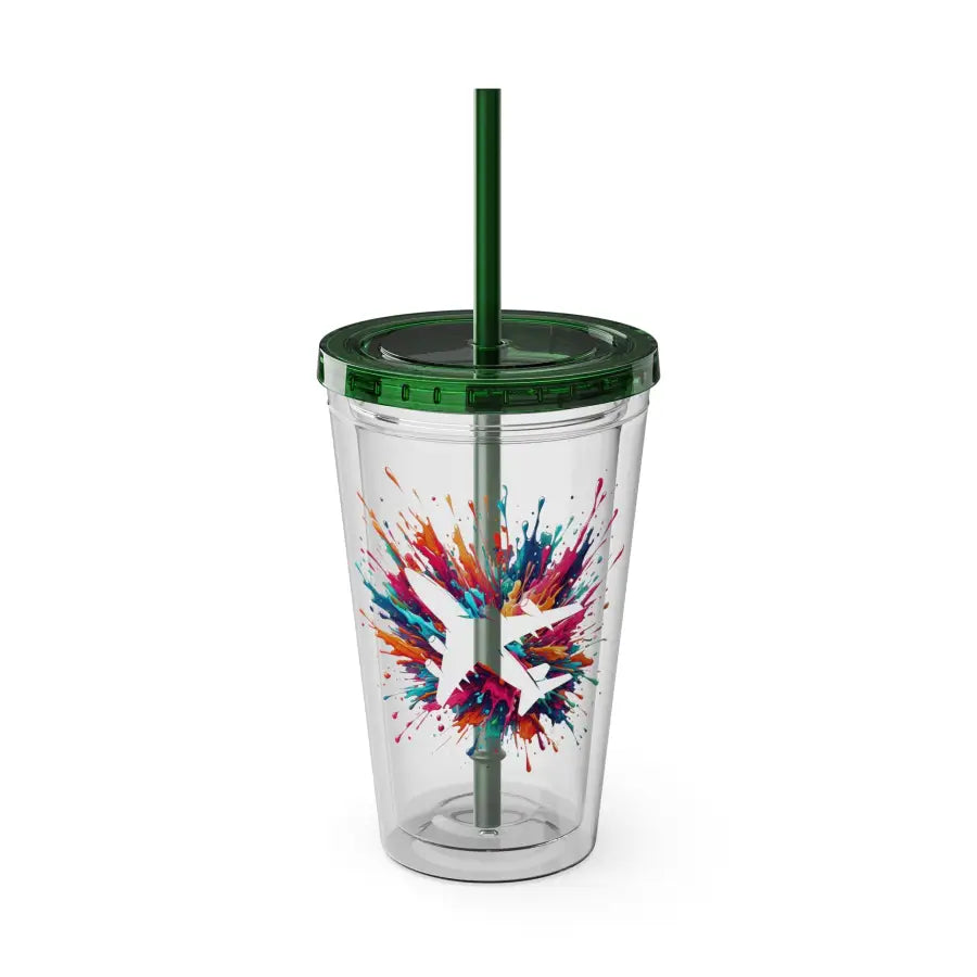 Sunsplash 16oz Tumbler with Straw - Colorful Drinkware for Summer Fun Ideal Gift Parties and Outdoor Activities - Mug