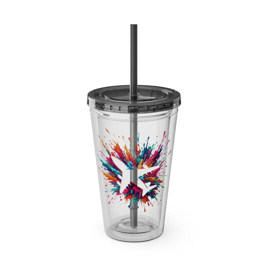 Sunsplash 16oz Tumbler with Straw - Colorful Drinkware for Summer Fun Ideal Gift Parties and Outdoor Activities - Mug