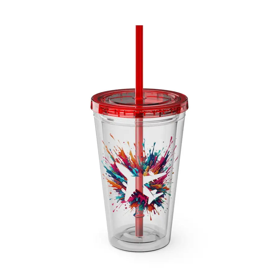 Sunsplash 16oz Tumbler with Straw - Colorful Drinkware for Summer Fun Ideal Gift Parties and Outdoor Activities - Mug