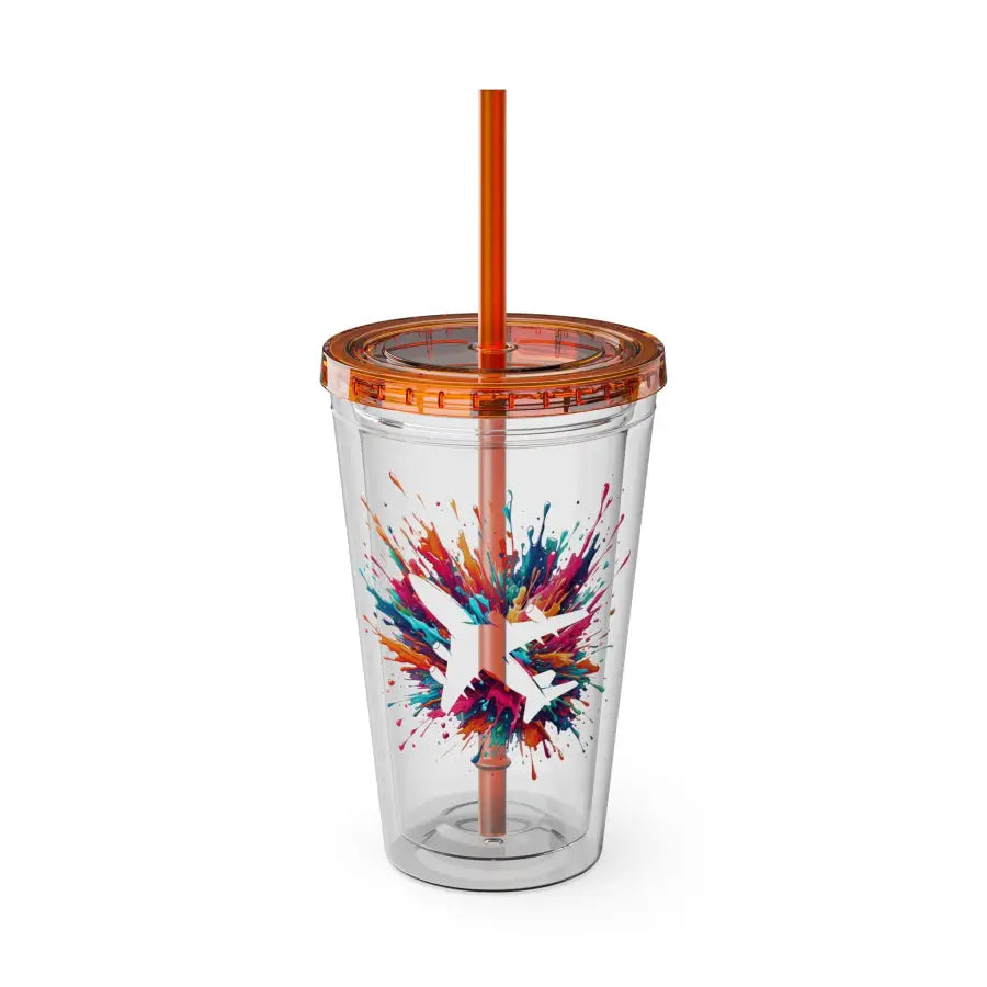 Sunsplash 16oz Tumbler with Straw - Colorful Drinkware for Summer Fun Ideal Gift Parties and Outdoor Activities - Mug