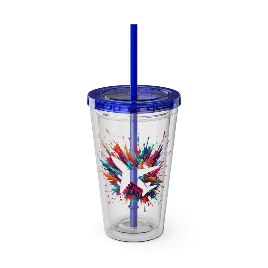 Sunsplash 16oz Tumbler with Straw - Colorful Drinkware for Summer Fun Ideal Gift Parties and Outdoor Activities - Mug