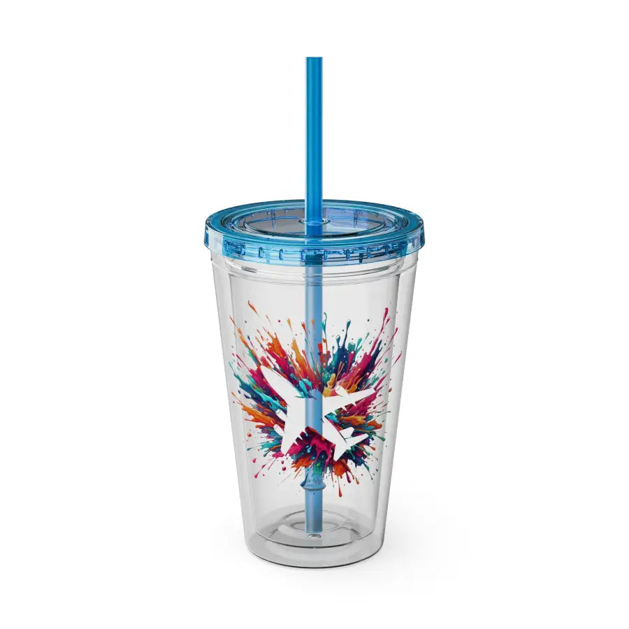 Sunsplash 16oz Tumbler with Straw - Colorful Drinkware for Summer Fun Ideal Gift Parties and Outdoor Activities - Mug