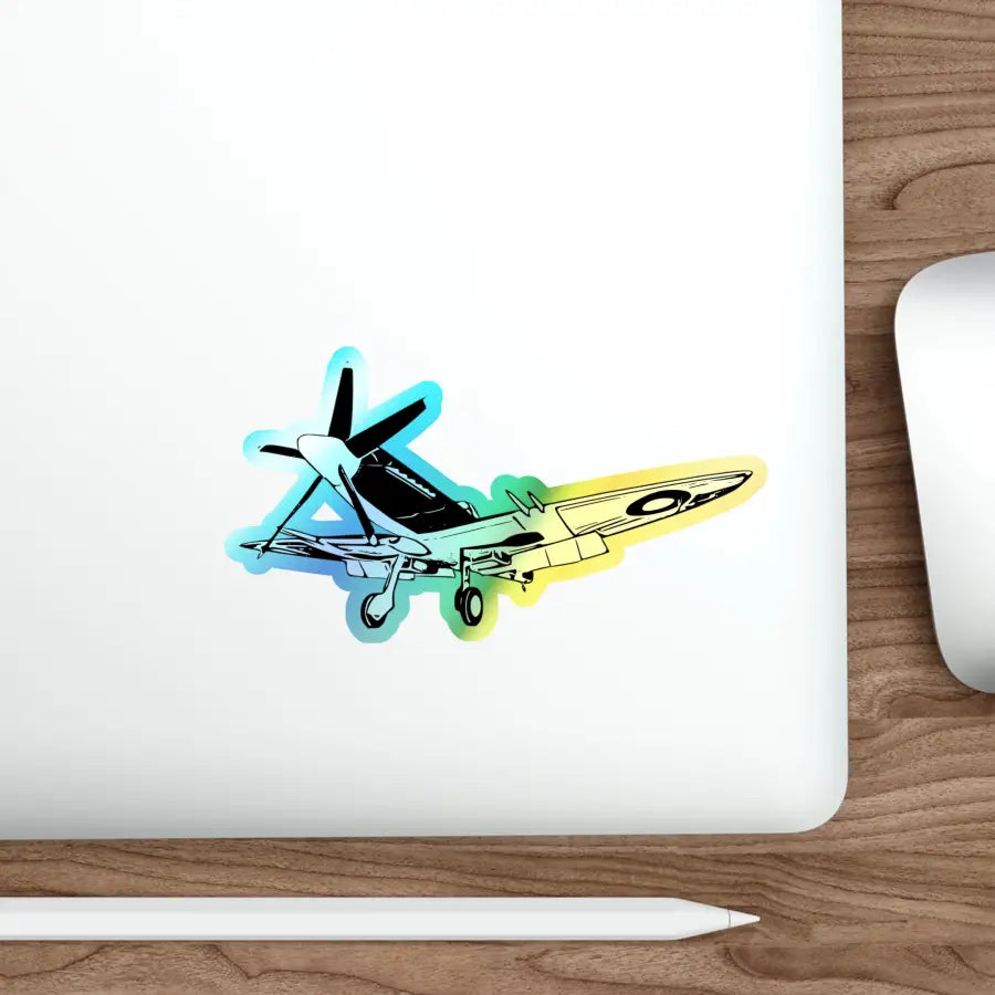 Supermarine Spitfire Mk. 22 Holographic Die-Cut Stickers - Paper products - Pilot gifts - WWII warbird t-shirt