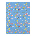 Swaddle in the Sky – Fun Planes and Sunny Skies Blanket - Home Decor - Pilot gifts - WWII warbird t-shirt