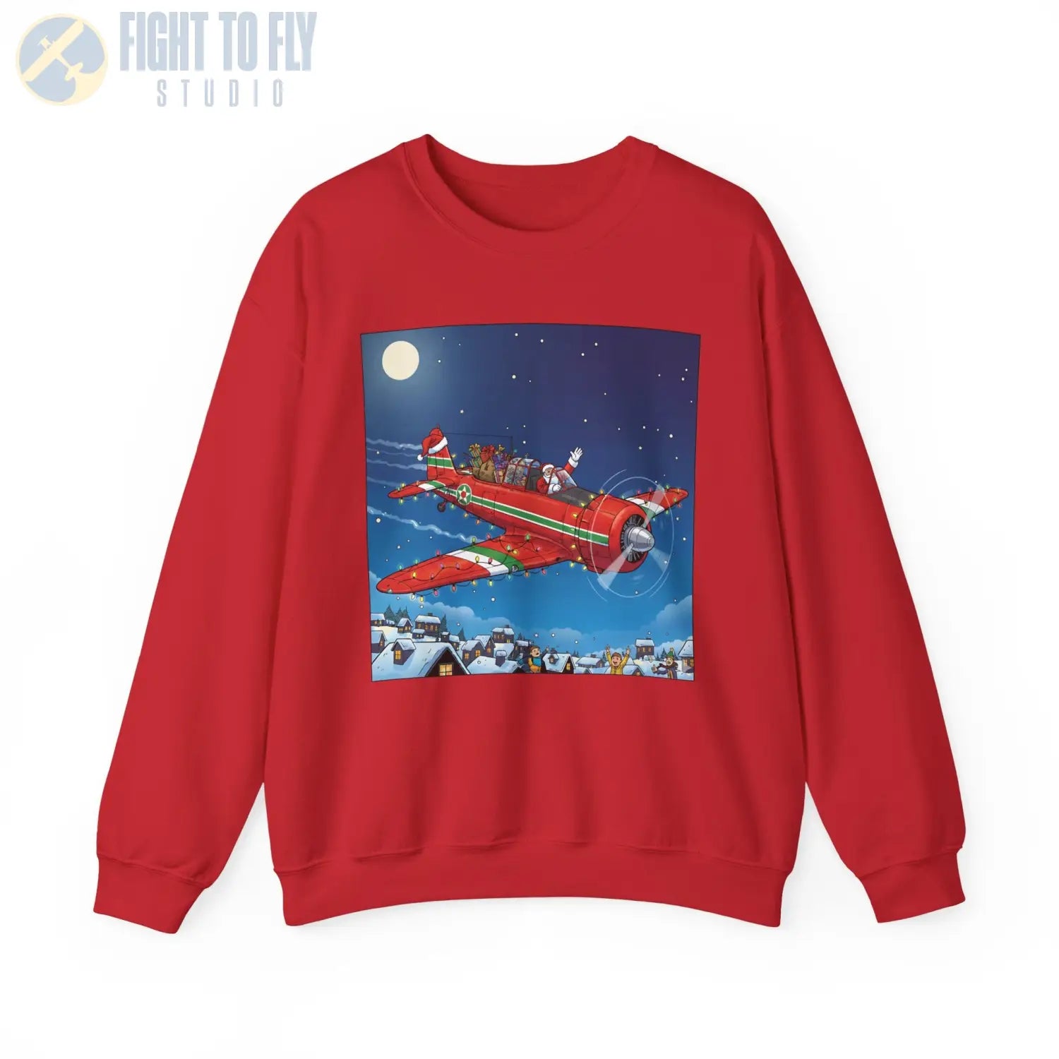 T-6 Texan with Santa at the Controls – Holiday Sweater - Sweatshirt - Pilot gifts - WWII warbird t-shirt