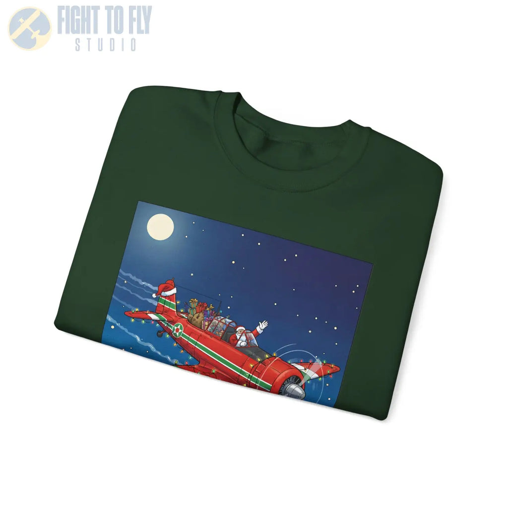 T-6 Texan with Santa at the Controls – Holiday Sweater - Sweatshirt - Pilot gifts - WWII warbird t-shirt