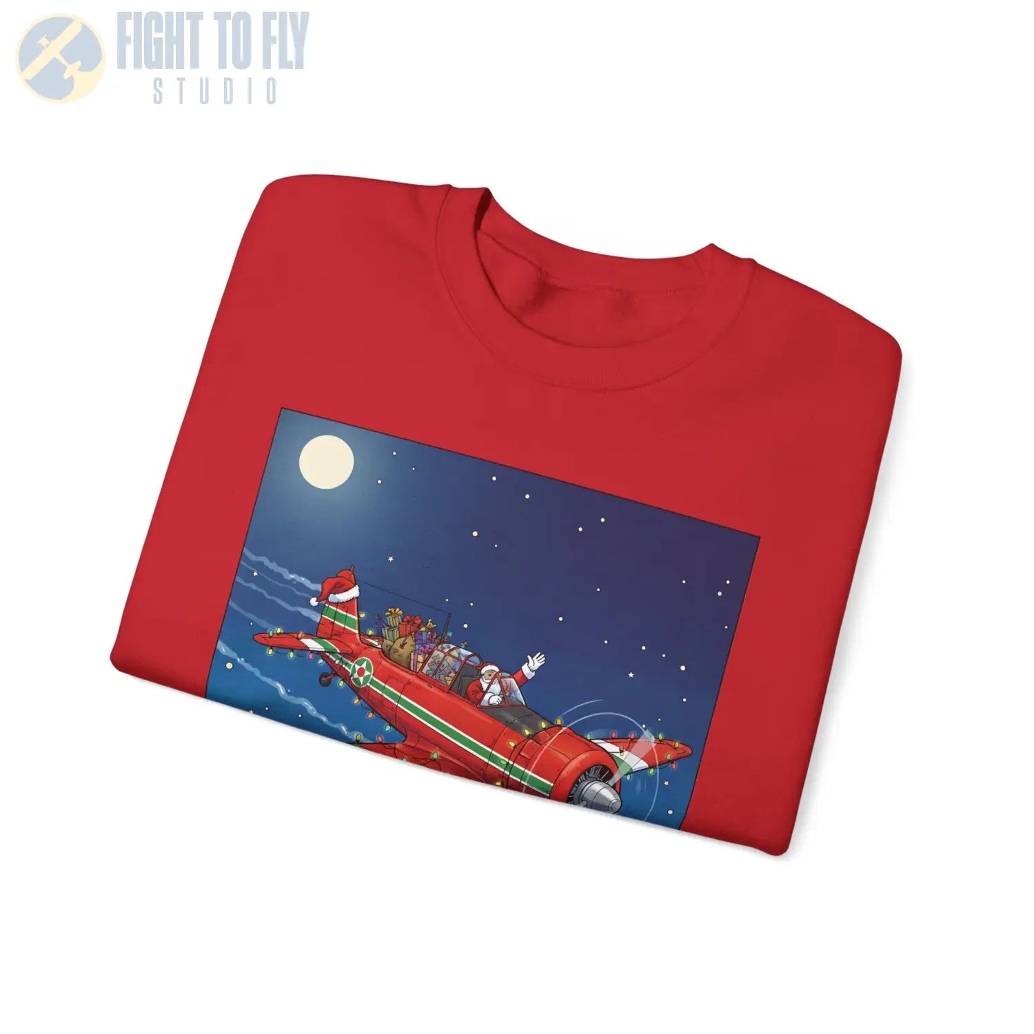 T-6 Texan with Santa at the Controls – Holiday Sweater - Sweatshirt - Pilot gifts - WWII warbird t-shirt