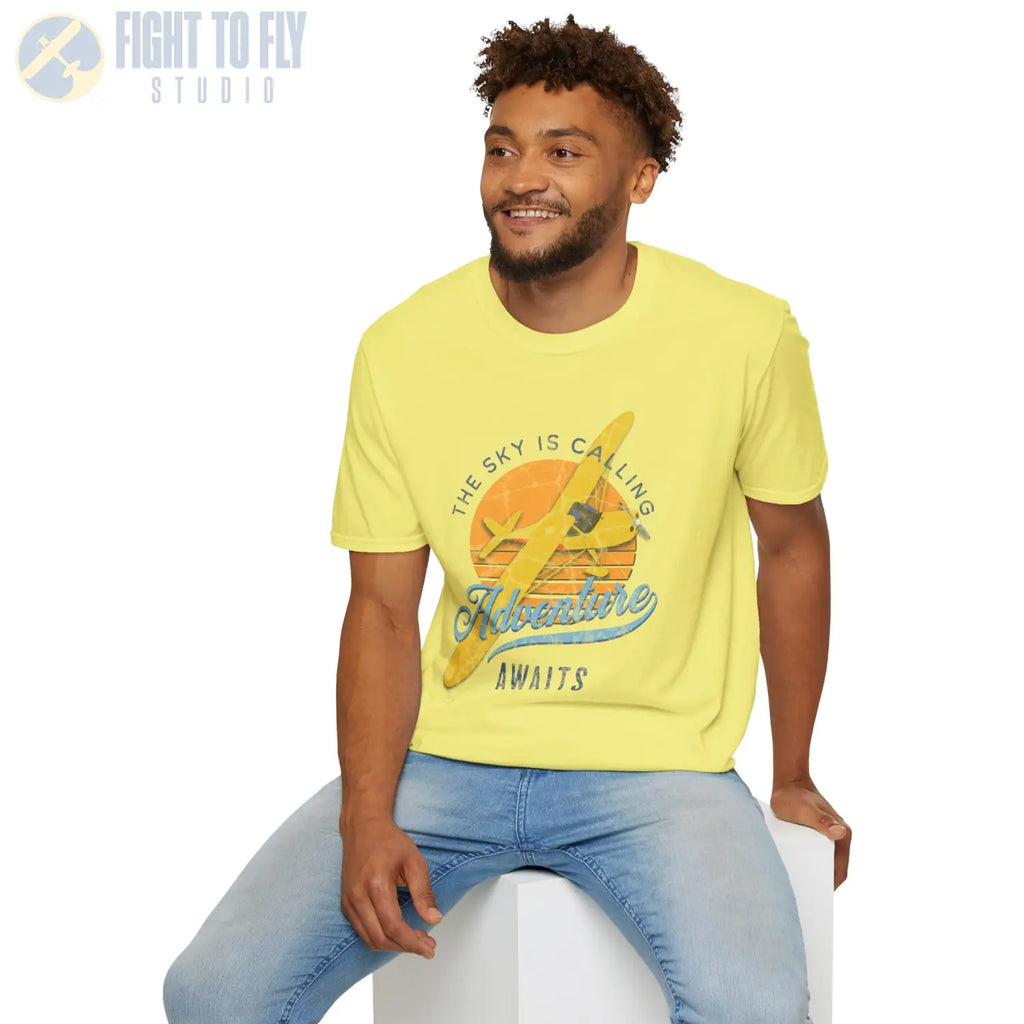 The Sky Is Calling Adventure Awaits Tee - T-Shirt - Pilot gifts - WWII warbird t-shirt