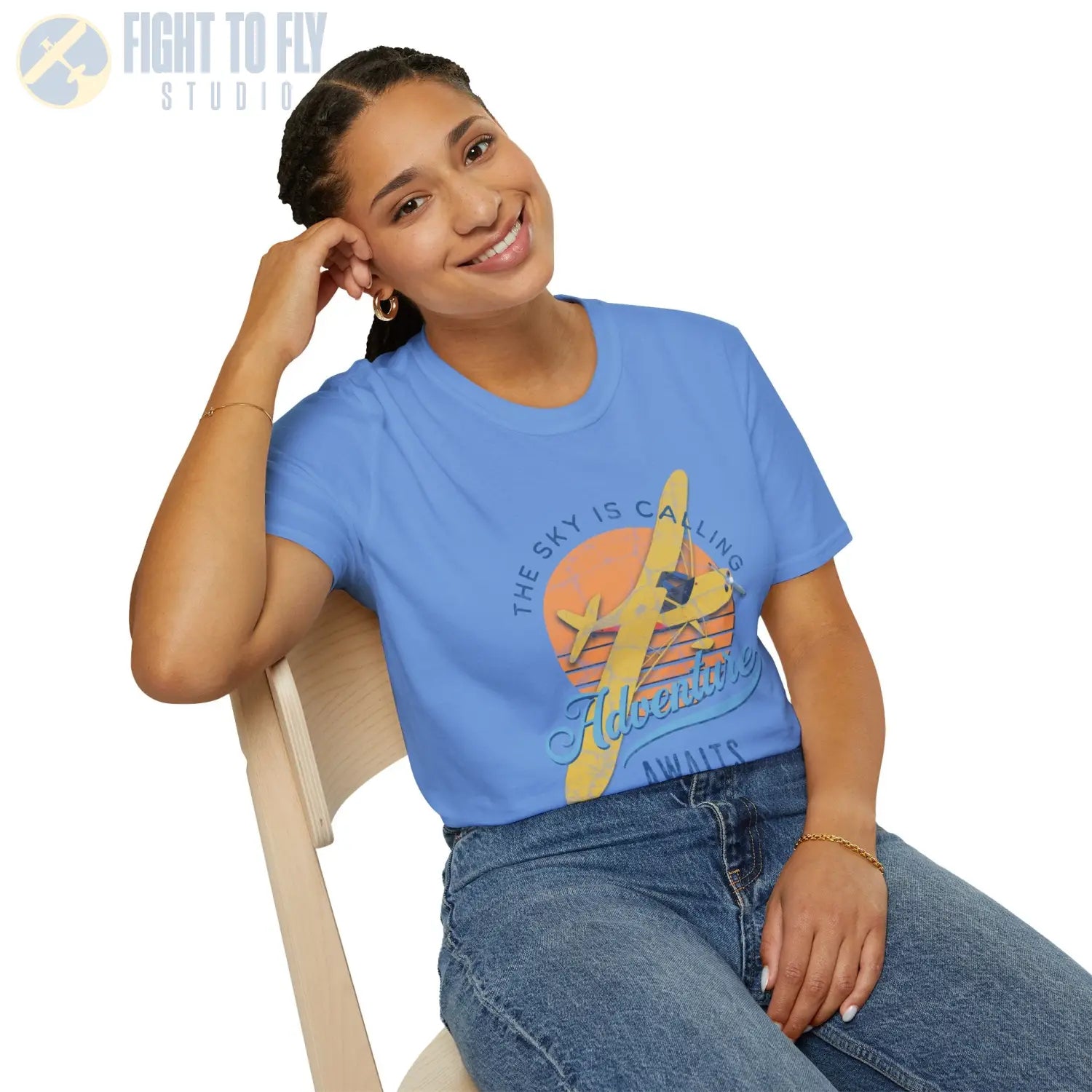 The Sky Is Calling Adventure Awaits Tee - T-Shirt - Pilot gifts - WWII warbird t-shirt