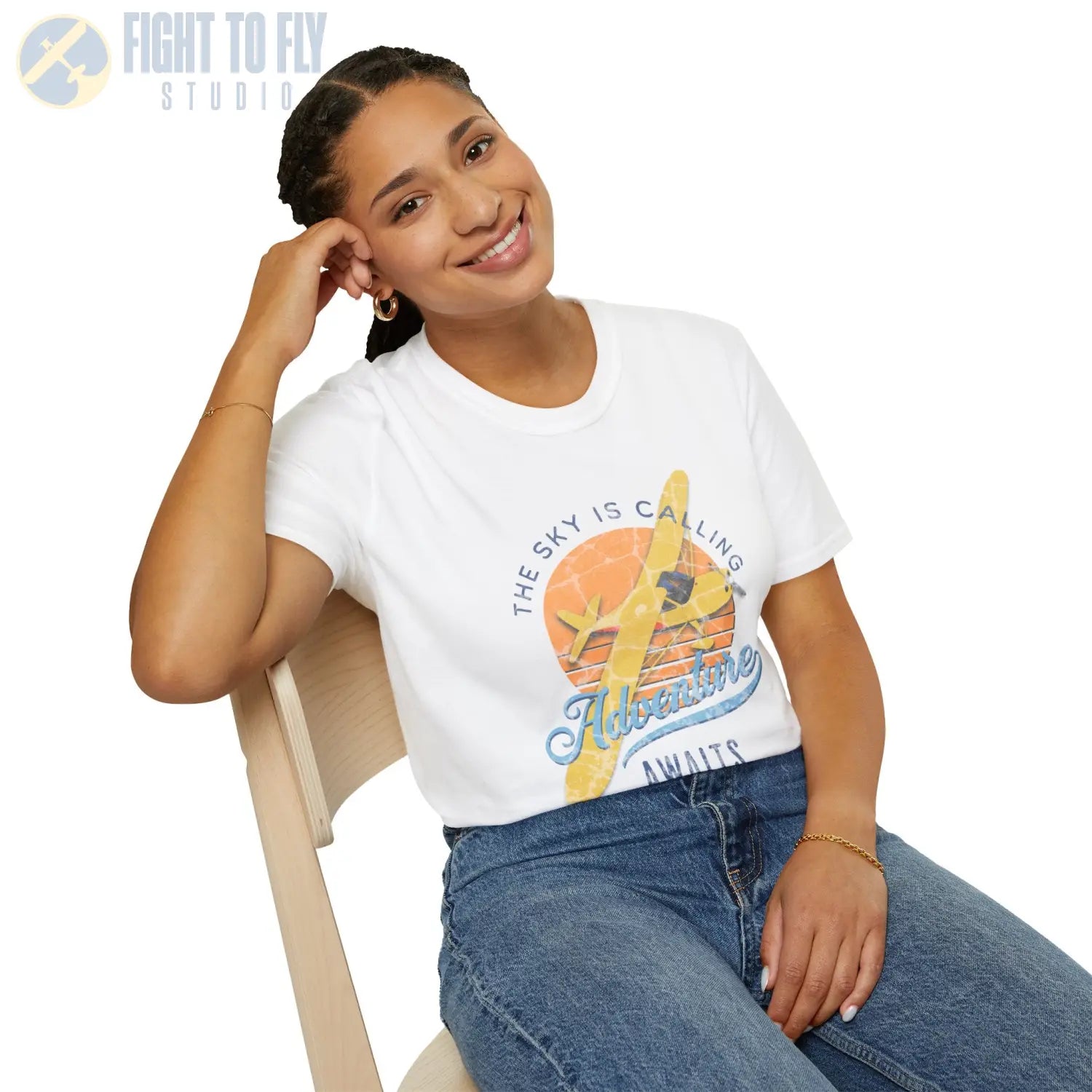 The Sky Is Calling Adventure Awaits Tee - T-Shirt - Pilot gifts - WWII warbird t-shirt
