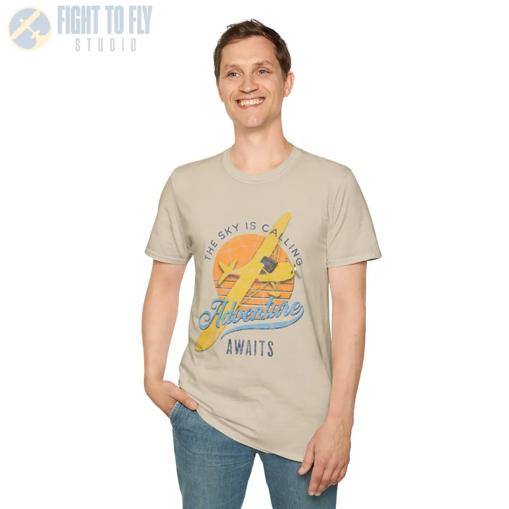 The Sky Is Calling Adventure Awaits Tee - T-Shirt - Pilot gifts - WWII warbird t-shirt