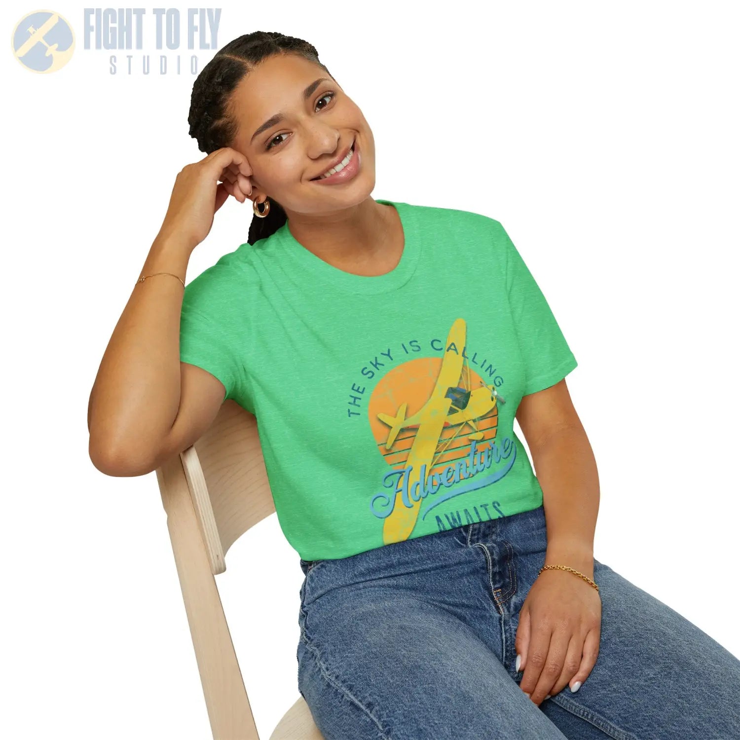 The Sky Is Calling Adventure Awaits Tee - T-Shirt - Pilot gifts - WWII warbird t-shirt