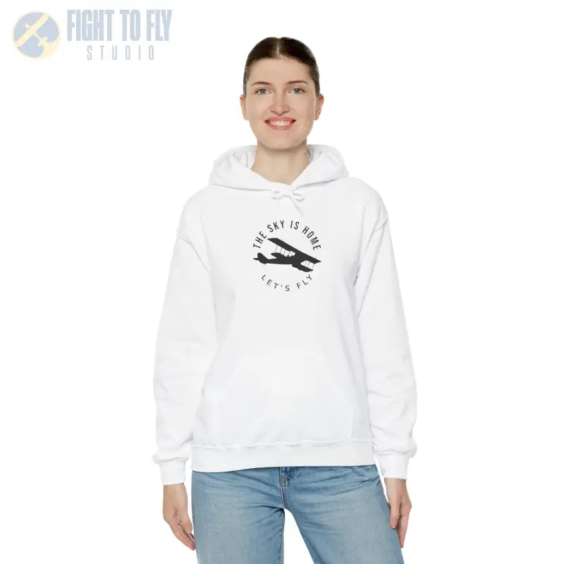 The Sky is Home - Let’s Fly Unisex Heavy Blend™ Hooded Sweatshirt - Hoodie - Gifts for pilots - Aviation apparel