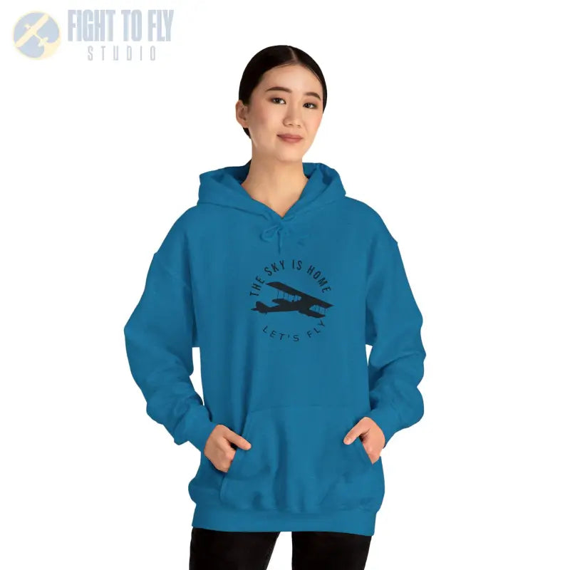 The Sky is Home - Let’s Fly Unisex Heavy Blend™ Hooded Sweatshirt - Hoodie - Gifts for pilots - Aviation apparel