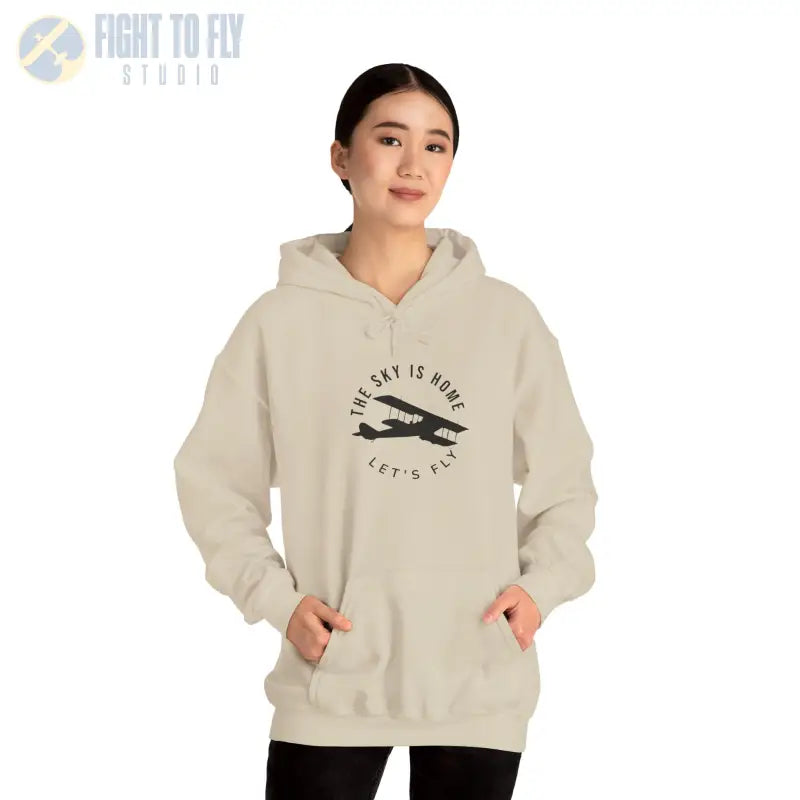 The Sky is Home - Let’s Fly Unisex Heavy Blend™ Hooded Sweatshirt - Hoodie - Gifts for pilots - Aviation apparel