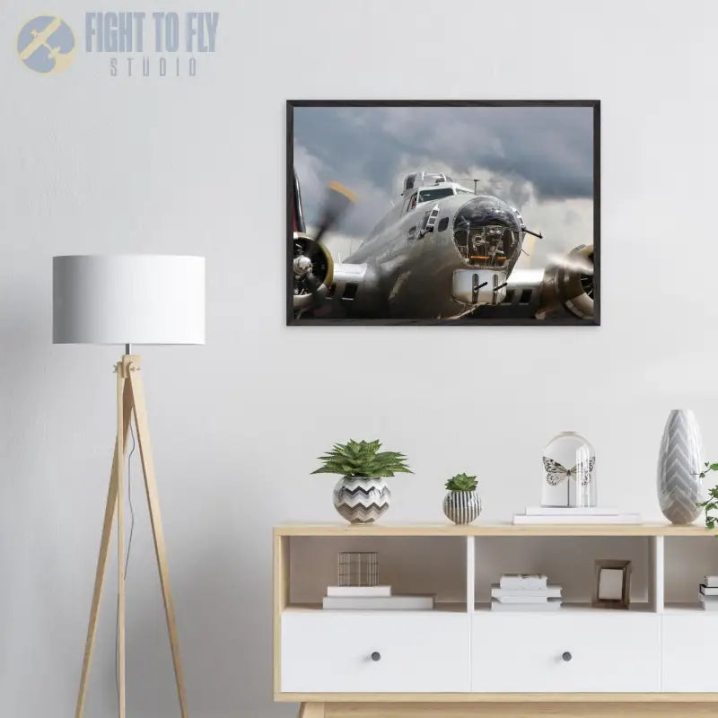 Thunder Rolling In: B-17G Taxiing with Storm Clouds - Print Material - Gifts for pilots - Aviation apparel